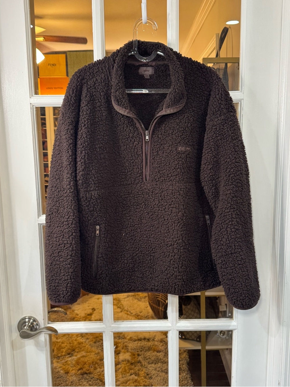 🧸🐻 SKIMS Dark Brown Sherpa Half-Zip Pullover 🐻🧸 - Picture 2 of 5